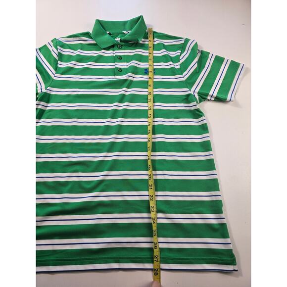 Under armour size M loose fit green white striped polo EUC performance golf top - Picture 7 of 7